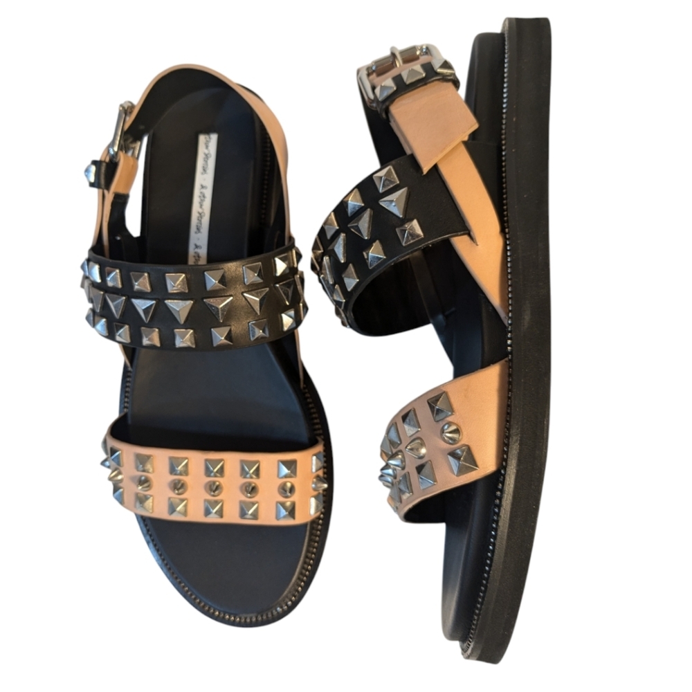 & Other Stories Black Tan Studded Sandals -Size 38 - US 7 Like New - Picture 5 of 7